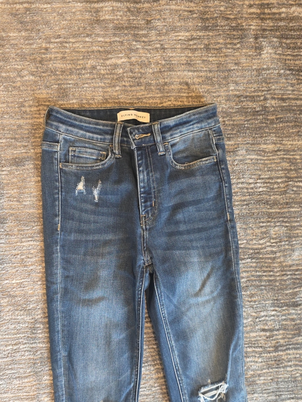 Flying Monkey Women's Faded Blue Skinny Jeans with Mild Distressing